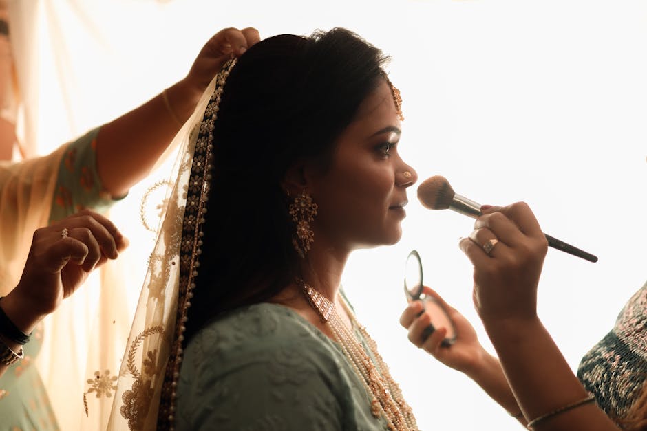 Bride getting ready on her wedding day
